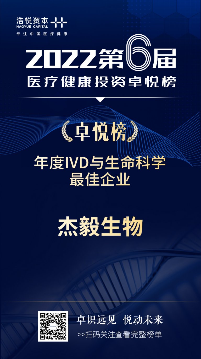卓悦榜丨杰毅生物获评 2021 年度 IVD 与生命科学最佳企业奖 – 杭州杰毅生物技术有限公司